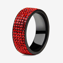 Load image into Gallery viewer, Stainless Steel Black Ring Men Blue Red Green Crystal Ring