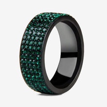 Load image into Gallery viewer, Stainless Steel Black Ring Men Blue Red Green Crystal Ring