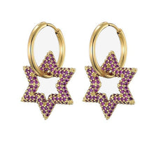 Laden Sie das Bild in den Galerie-Viewer.trendy star charm round hoop earrings for women