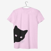Charger l'image dans la galerie, Cat Face Letter Print Tee Shirt Femme T-shirt Casual