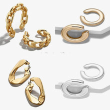 Load image into Gallery viewer, Punk Rock Gold Color Clip Earrings