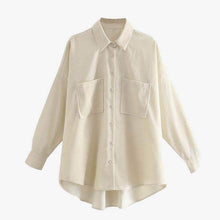 Load image into Gallery viewer, Tangada Women Preppy Oversize Corduroy Shirt