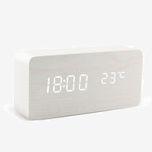 Load image into Gallery viewer, Alarm Clock LED Wooden Watch Table Voice Control