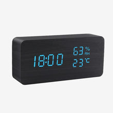 Load image into Gallery viewer, Alarm Clock LED Wooden Watch Table Voice Control