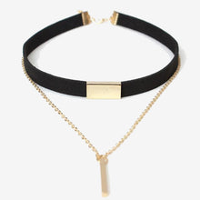 Load image into Gallery viewer, Velvet Choker Necklace Strip rope Chain Bar Square
