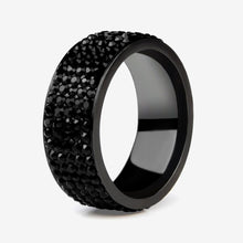 Carica l&#39;immagine nel visualizzatore di Gallery, Stainless Steel Black Ring Men Blue Red Green Crystal Ring
