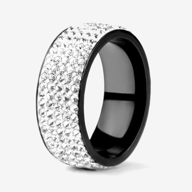 Stainless Steel Black Ring Men Blue Red Green Crystal Ring