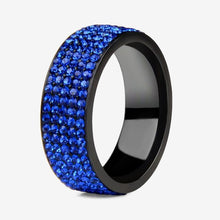Carica l&#39;immagine nel visualizzatore di Gallery, Stainless Steel Black Ring Men Blue Red Green Crystal Ring
