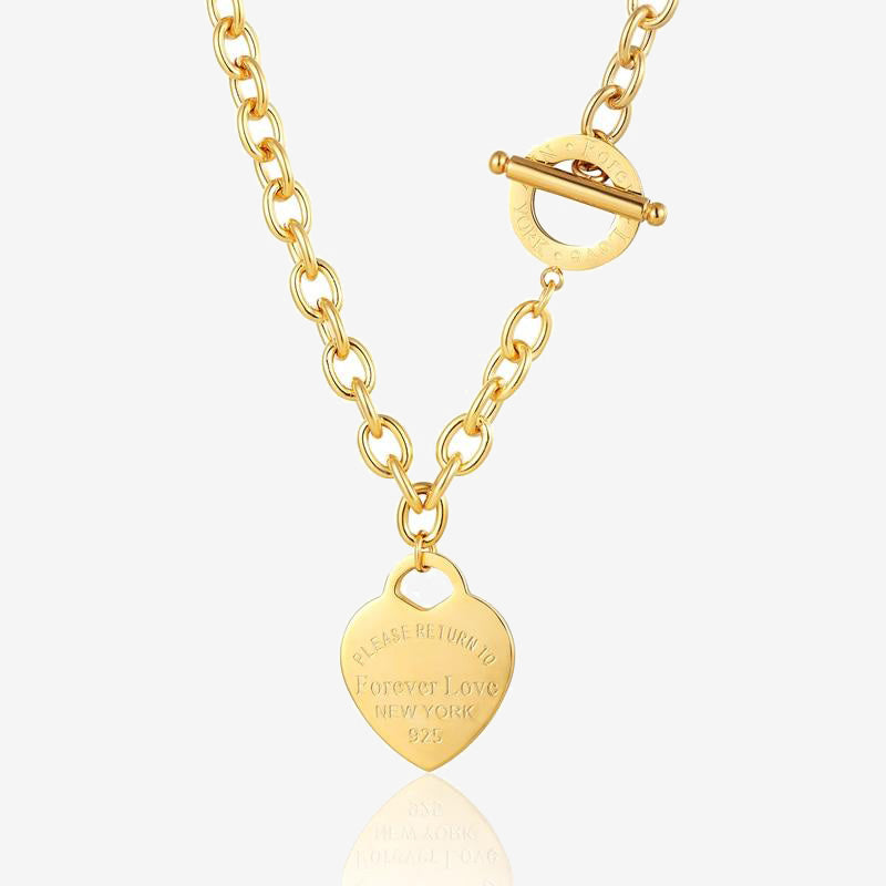Classic Carve Forever Love Heart Pendant Necklace For Women