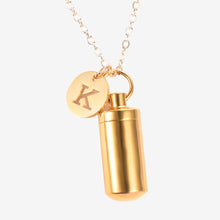 Load image into Gallery viewer, Cylinder Vial Pendant Necklace Letter Initial Charm
