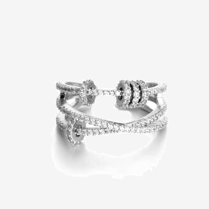 Tibetan Sliver Cross Circles Gothic Hyperbolic Adjustable Rings