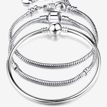 Load image into Gallery viewer, Silver Plated Snake Chain Link Bracelet Fit European
