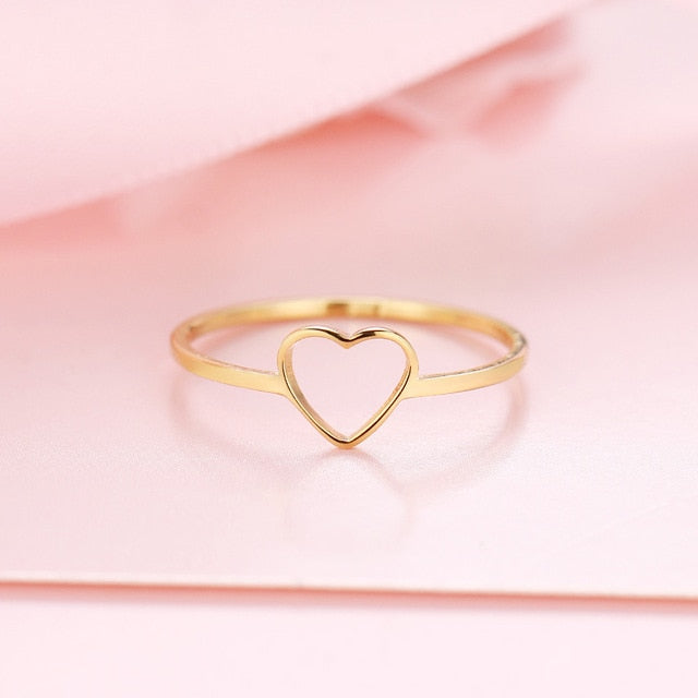 New Fashion Gold Color Heart Shaped Wedding Rings