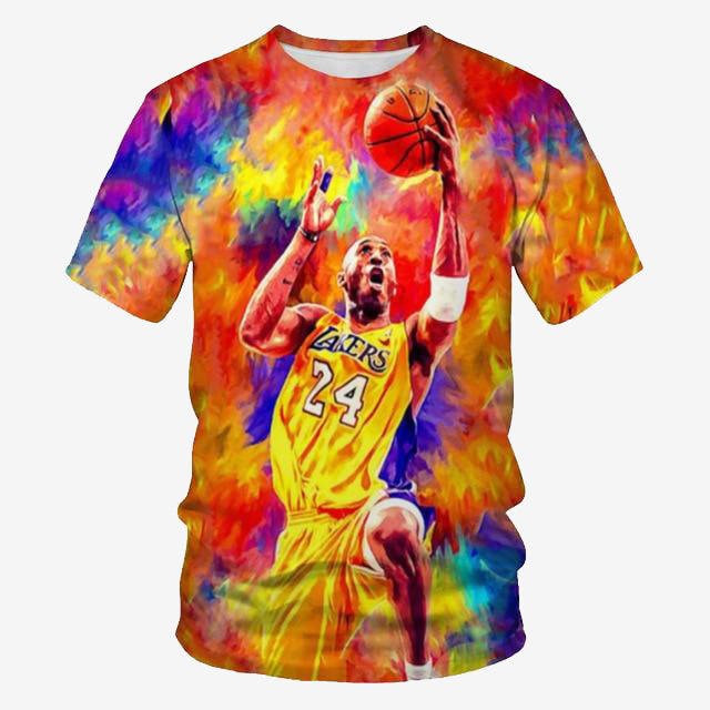 basketball star print short-sleeved t-shirt men's casual t-shirt