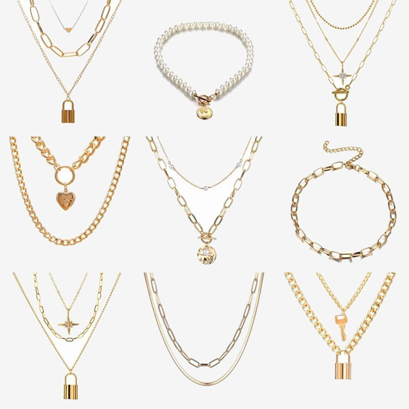 Women Steampunk Multi Layered Star Lock Pendant