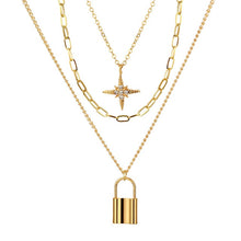 Carica l&#39;immagine nel visualizzatore di Gallery, Women Steampunk Multi Layered Star Lock Pendant
