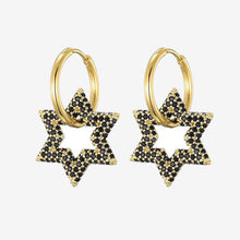 Load image into Gallery viewer, trendy star charm round hoop earrings for women
