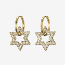 Load image into Gallery viewer, trendy star charm round hoop earrings for women
