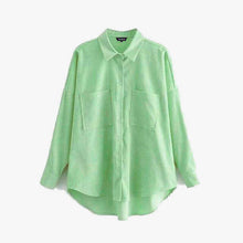 Load image into Gallery viewer, Tangada Women Preppy Oversize Corduroy Shirt
