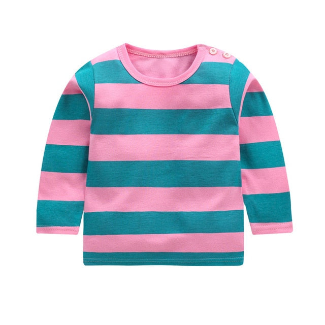New Arrivel Striped Baby Girls Cotton Long Sleeve T-shirt